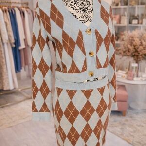 Haute Monde Blue and Brown Argyle Set